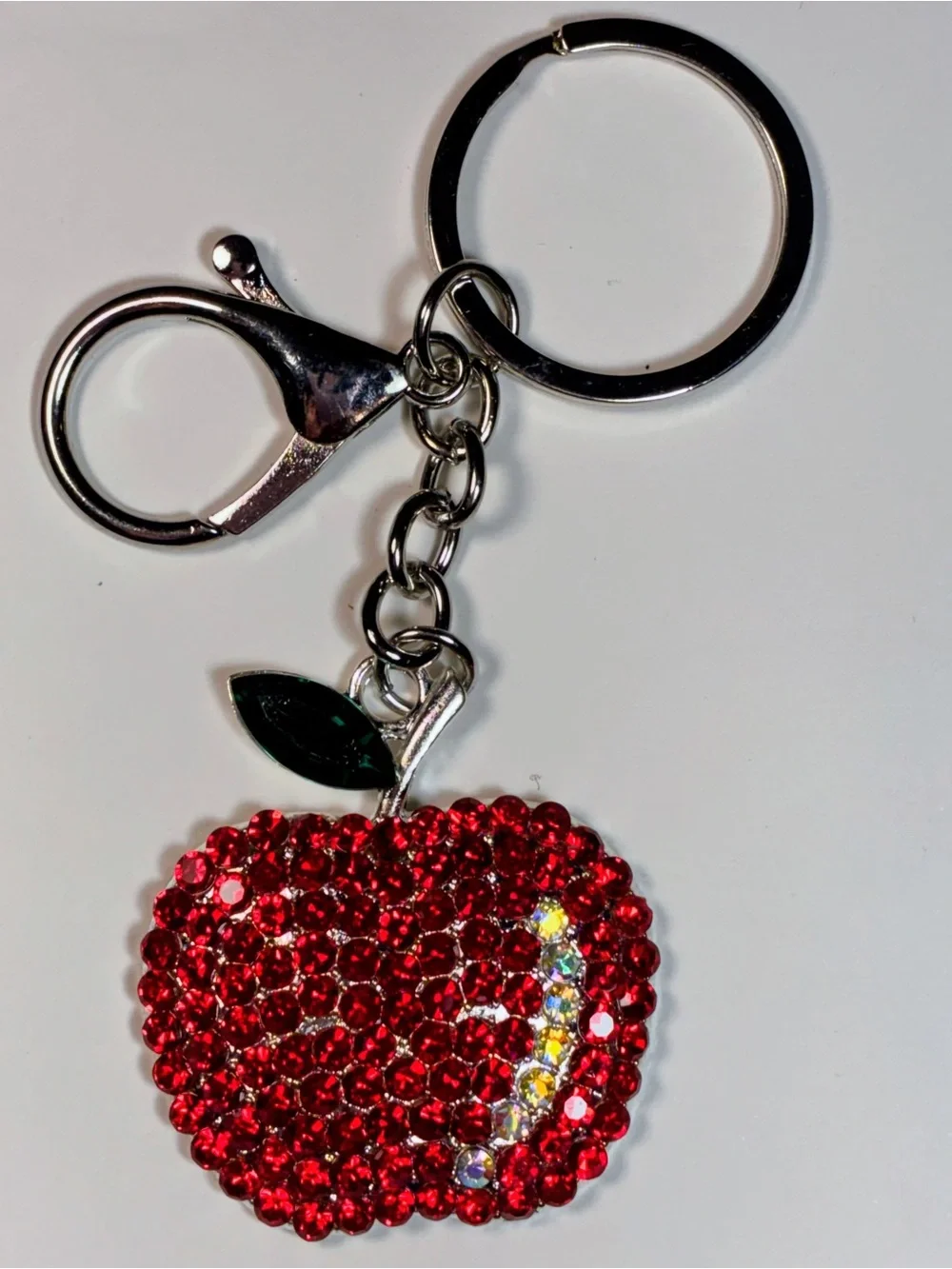 Red Crystal Apple Keychain Charm - Women Accessories Key & Card Holder